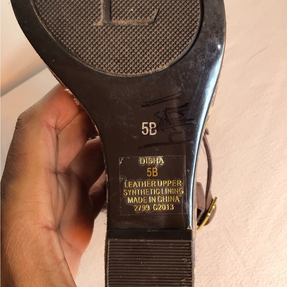 Ralph Lauren Brown Leather Sandals with Wedge Heel Women’s Size 5 - Picture 8 of 9